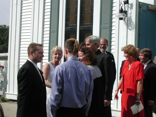 Garret & Jess greet Keith, Bertus and Lorrie; Chris overlooks